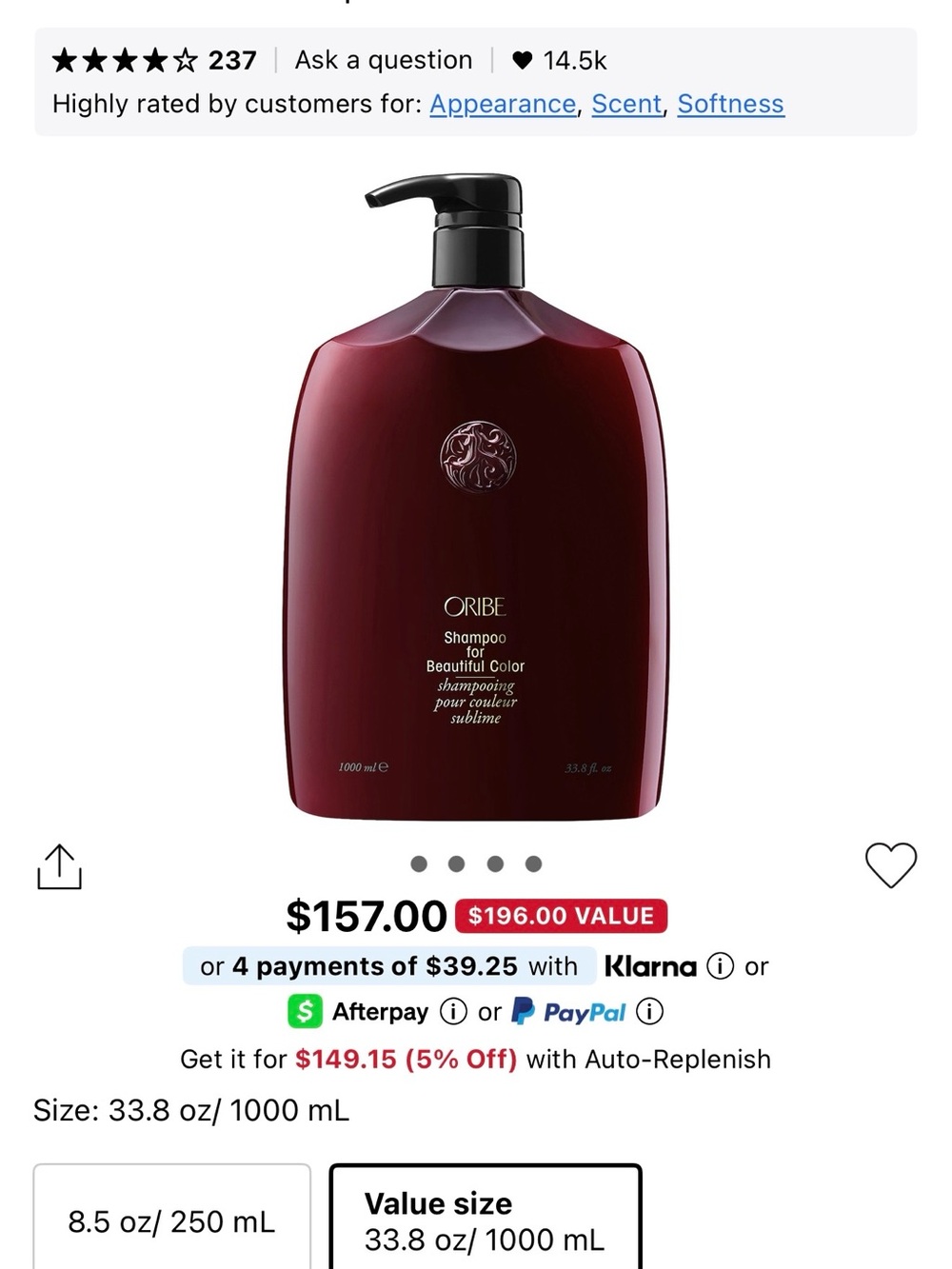 Oribe Shampoo for Beautiful Color — Deep Wine Red Bottle. Never used.